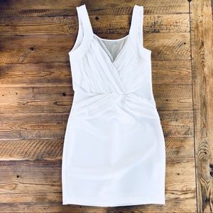 White Bodycon Dress with Mesh Wrap Front Detail